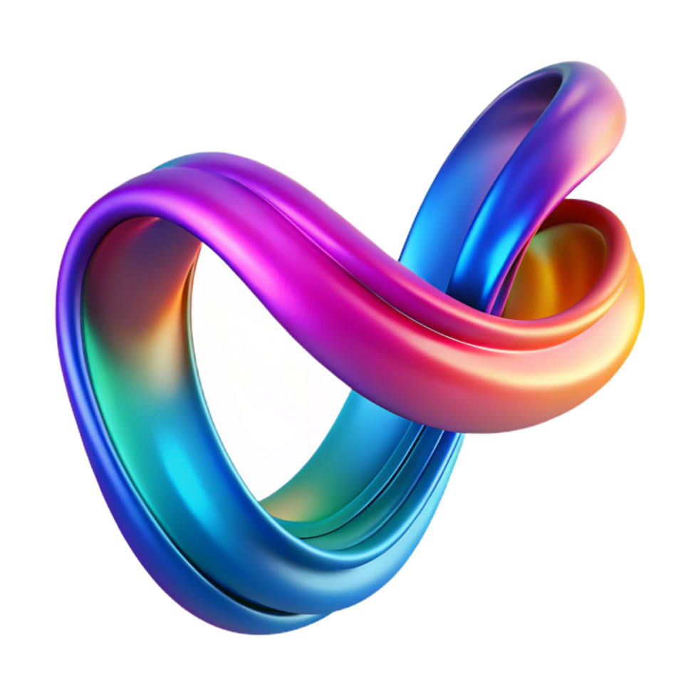 extraordinary bohemian A flowing, ribbon-like form in vibrant gradient colors. NO BACKGROUND with Transparent Background. refined png