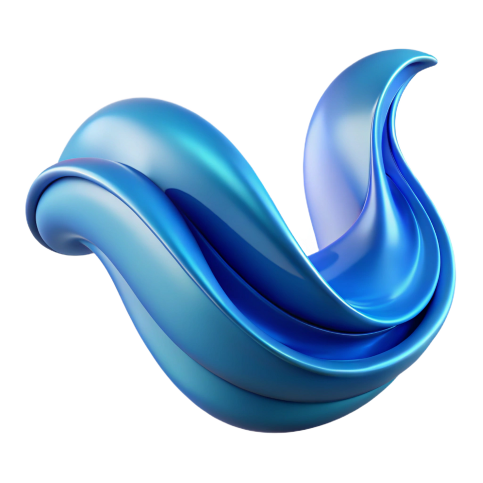romantic impressive A flowing, abstract wave form in shades of blue. NO BACKGROUND with Transparent Background. authentic png
