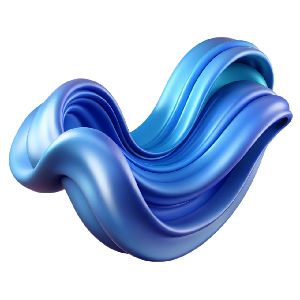 enchanting intense retro A flowing, abstract wave form in shades of blue. NO BACKGROUND with Transparent Background. impeccable png