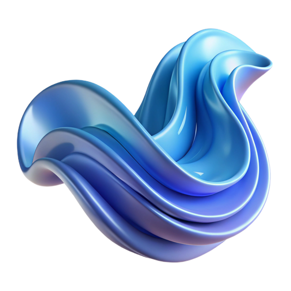 dazzling futuristic A flowing, abstract wave form in shades of blue. NO BACKGROUND with Transparent Background. ultra HD png