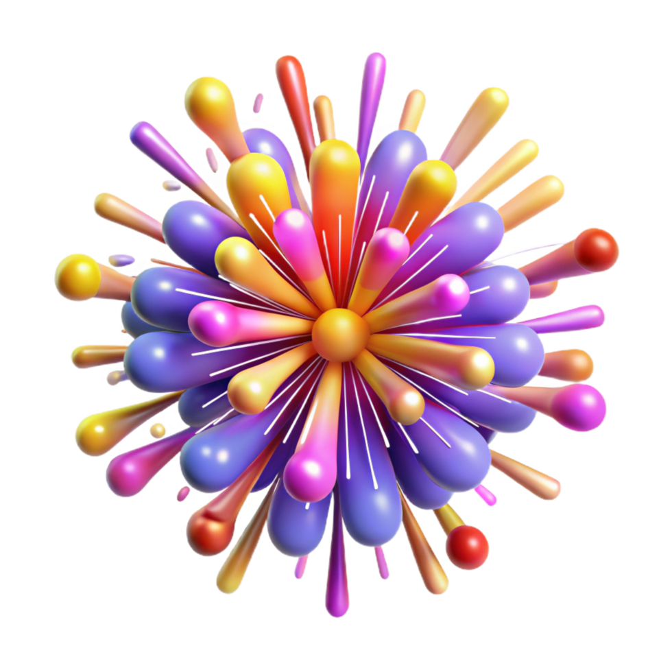dramatic majestic A dynamic, exploding firework of colorful particles. NO BACKGROUND with Transparent Background. crisp png