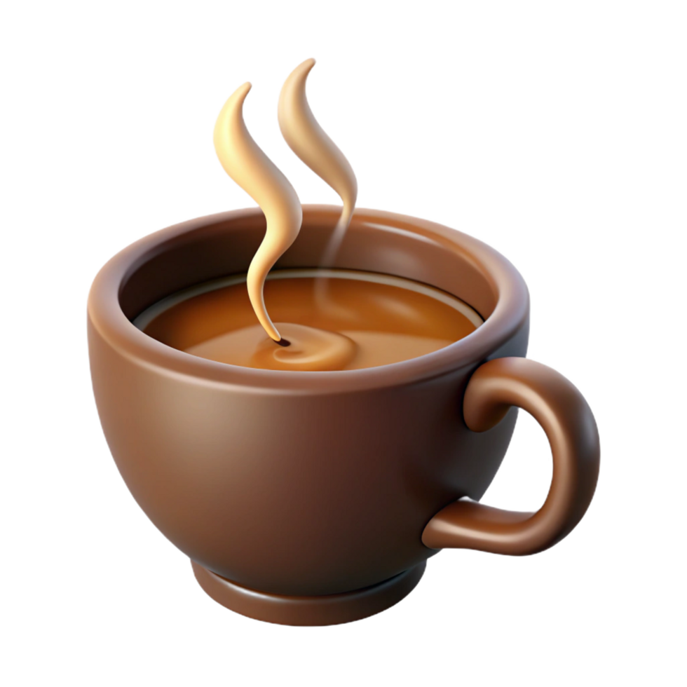 celebrated tropical A single, stylized coffee cup with steam rising. NO BACKGROUND with Transparent Background. ultra HD png