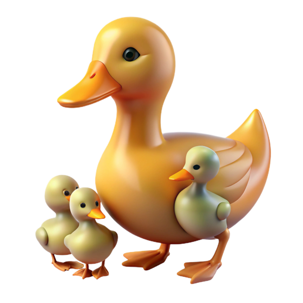 distinguished gothic A duck with ducklings, NO BACKGROUND with Transparent Background. precision png