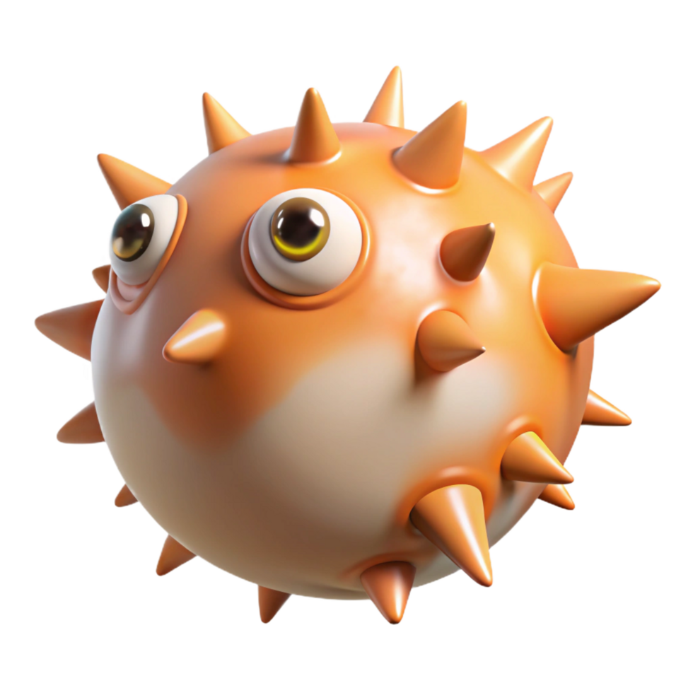 tranquil fascinating A pufferfish inflated, NO BACKGROUND with Transparent Background. crisp png
