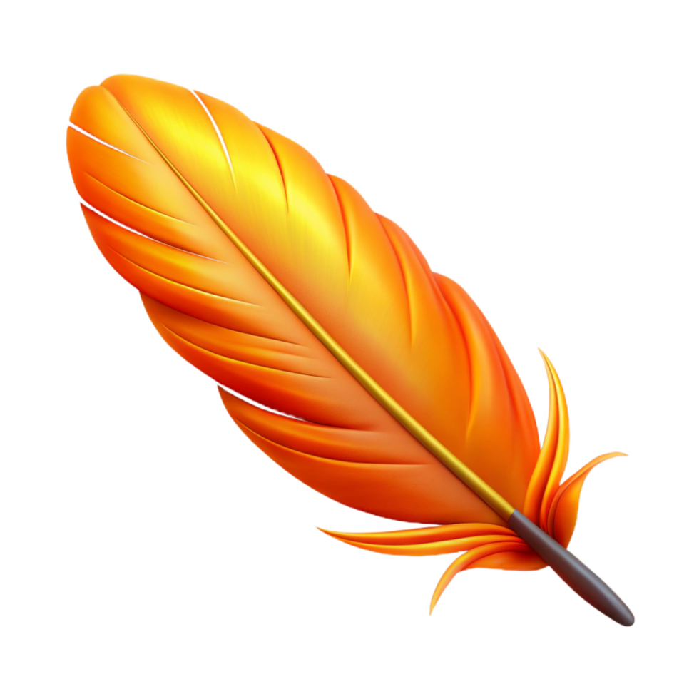 wonderful quintessential A single, vibrant phoenix feather. NO BACKGROUND with Transparent Background. png