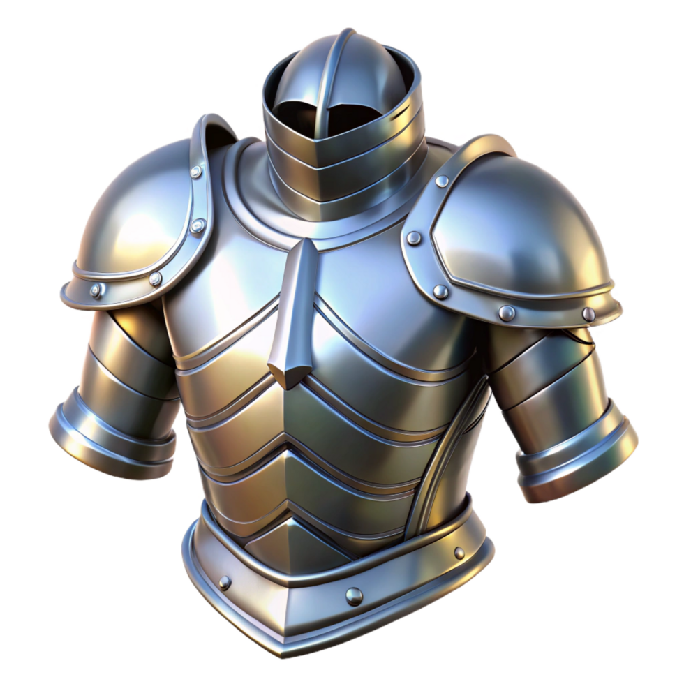 glorious creative A gleaming suit of plate armor, polished and ready for battle. NO BACKGROUND with Transparent Background. expertly shot png