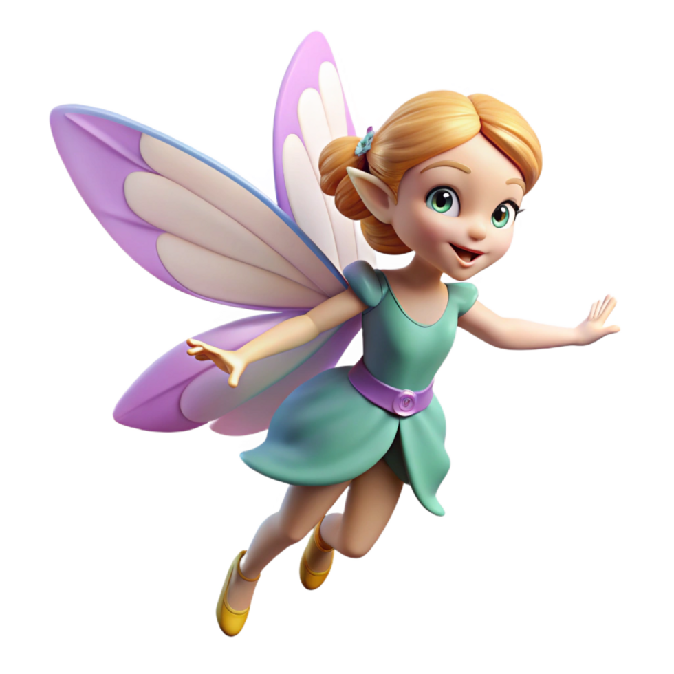 dynamic alluring A whimsical fairy, fluttering its wings. NO BACKGROUND with Transparent Background. professional png