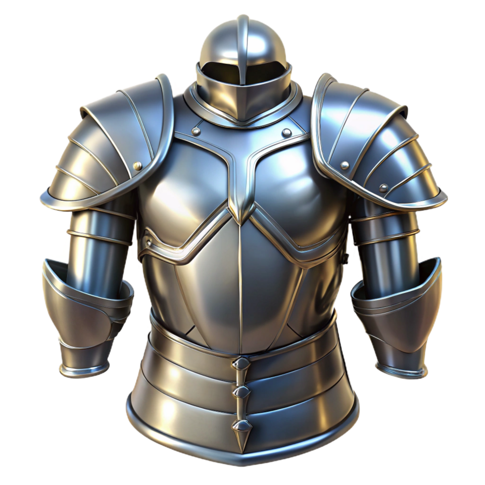 extraordinary distinctive A gleaming suit of plate armor, polished and ready for battle. NO BACKGROUND with Transparent Background. png
