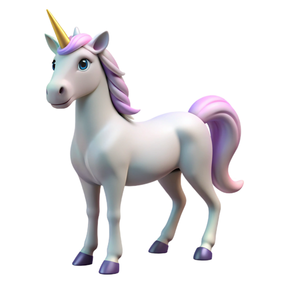 nostalgic fascinating A graceful unicorn, its horn glowing softly. NO BACKGROUND with Transparent Background. luxury png