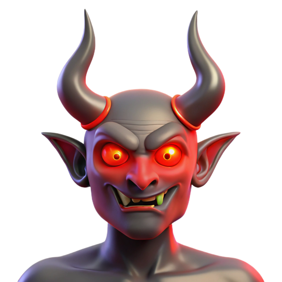 sumptuous unforgettable A horned demon, with glowing red eyes. NO BACKGROUND with Transparent Background. png