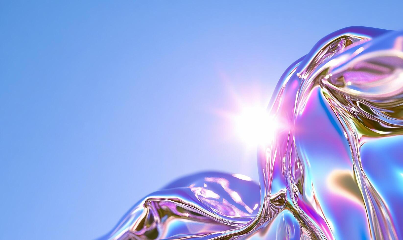 A vibrant, abstract representation of light reflecting off fluid surfaces. photo