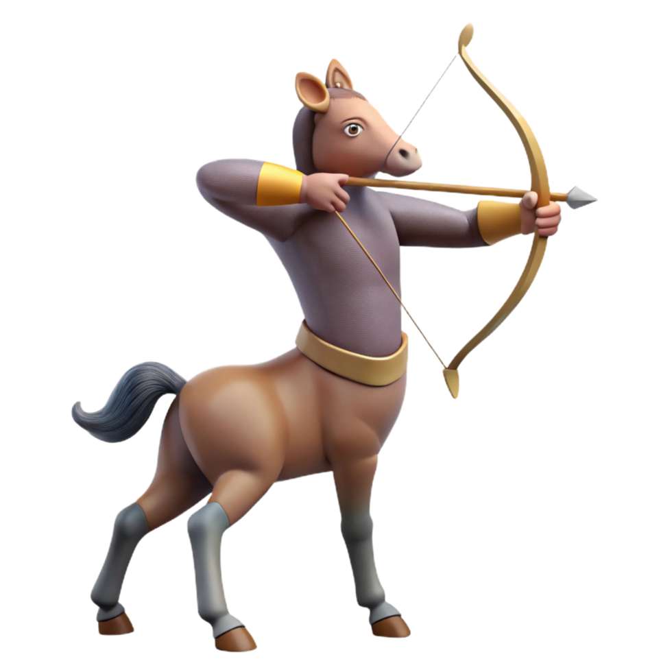 bold stunning A realistic rendering of a centaur, aiming a bow and arrow. NO BACKGROUND with Transparent Background. original png
