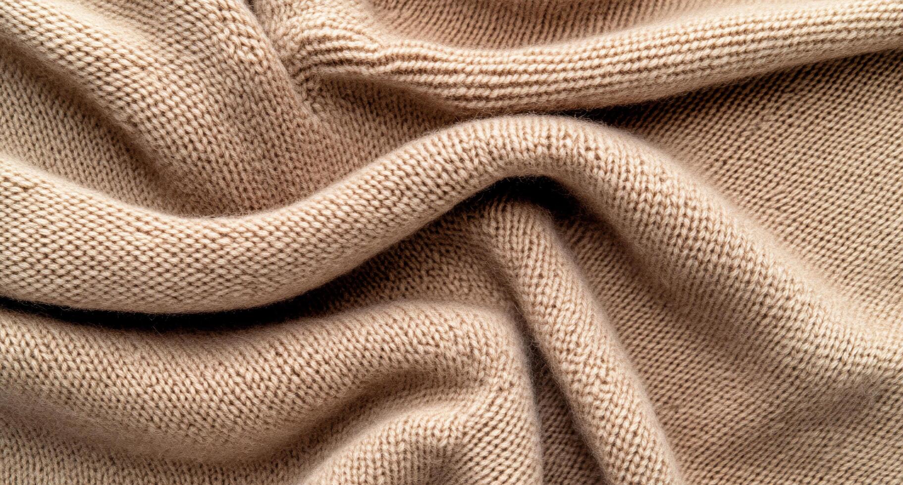 A soft, beige knitted fabric draped in gentle folds. photo