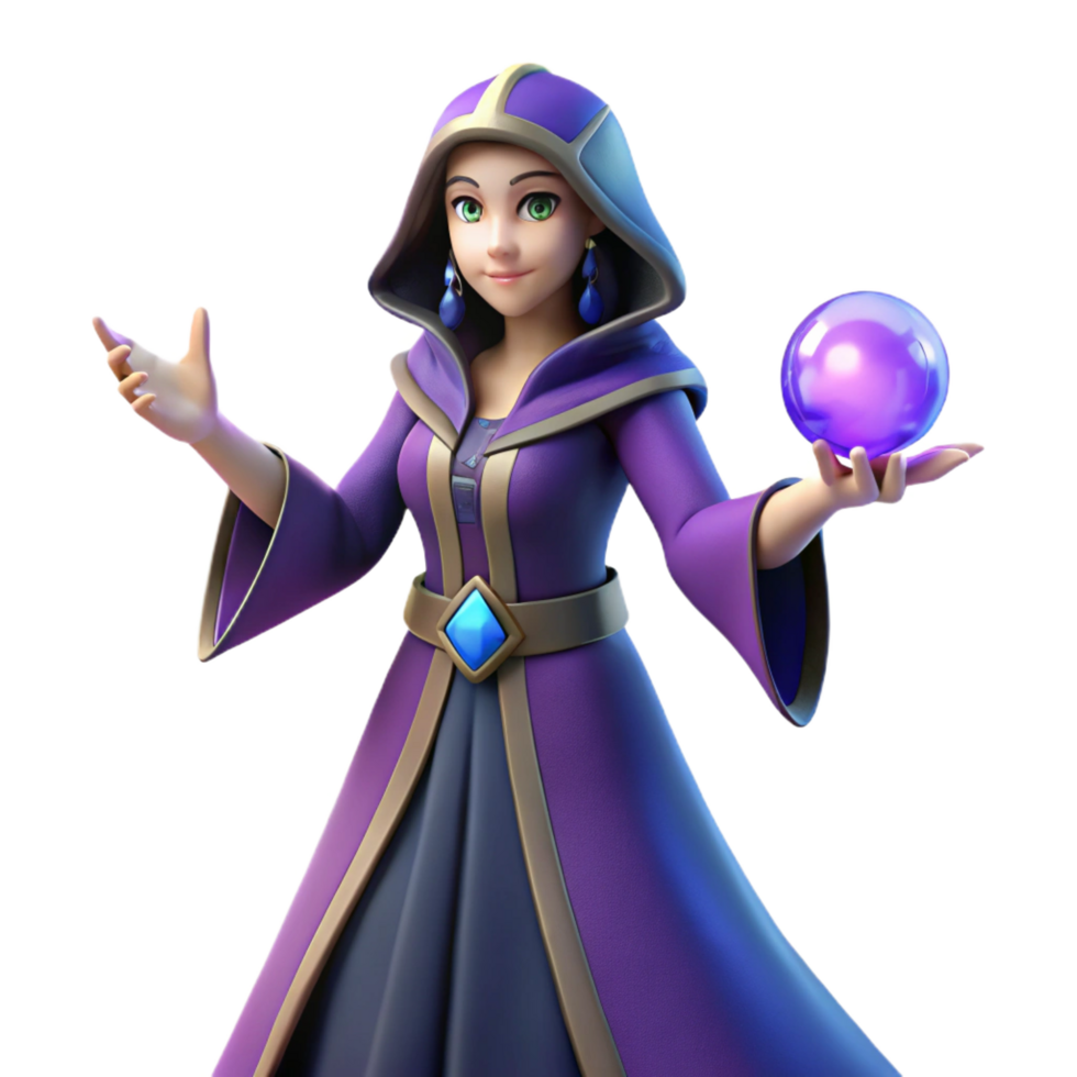 acclaimed traditional A powerful sorceress casting a spell, NO BACKGROUND with Transparent Background. gallery standard png