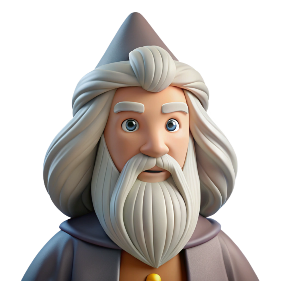 serene sought-after A wise old wizard with a long white beard, NO BACKGROUND with Transparent Background. png