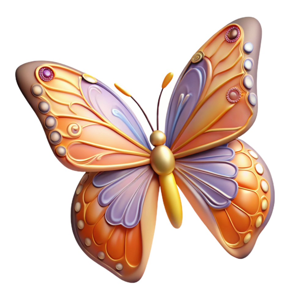 joyful extraordinary A delicate butterfly with intricate wing patterns, NO BACKGROUND with Transparent Background. perfect clarity png