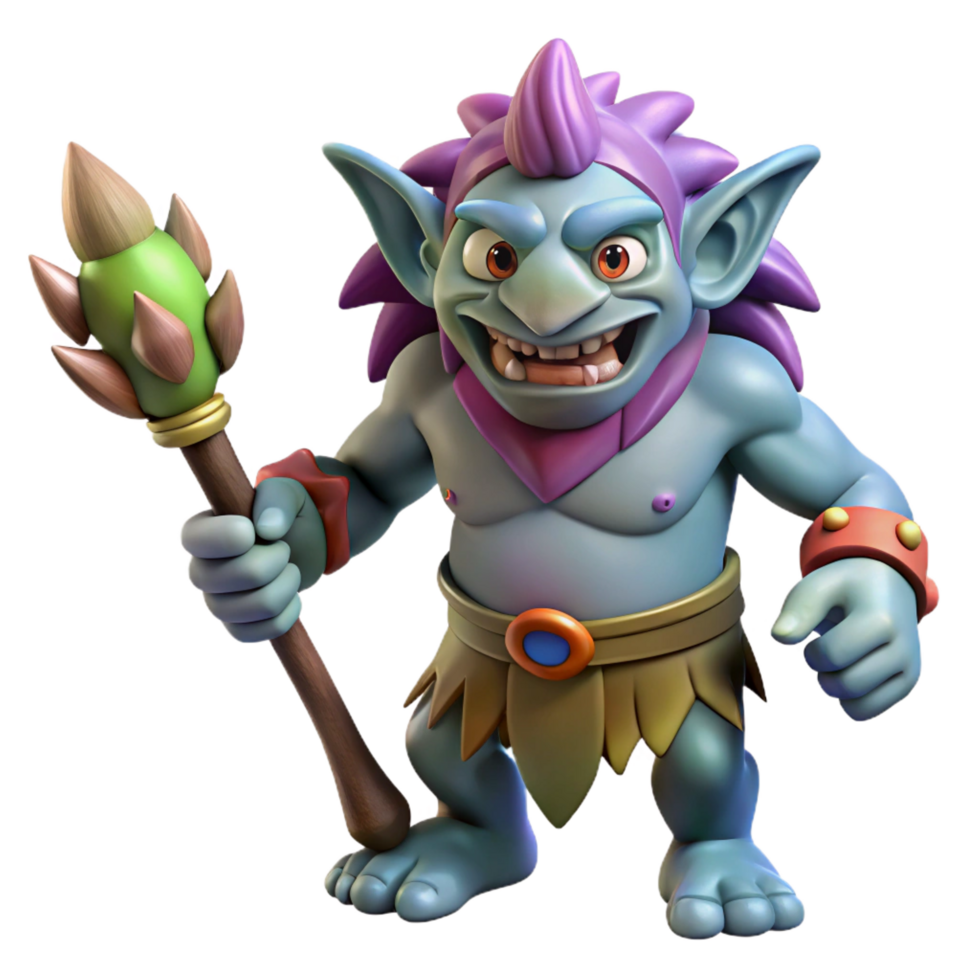 inspired futuristic A ferocious troll with a club, NO BACKGROUND with Transparent Background. exclusive png