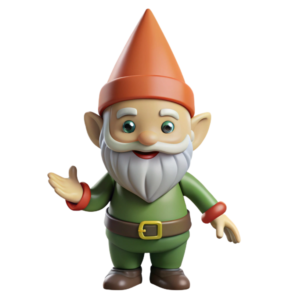 gorgeous minimalist A playful gnome with a pointed hat, NO BACKGROUND with Transparent Background. studio quality png
