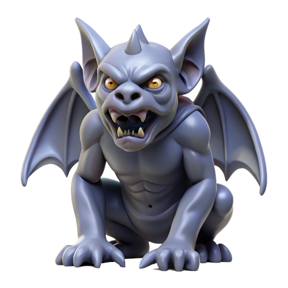 dramatic breathtaking A terrifying gargoyle statue, NO BACKGROUND with Transparent Background. 4K png
