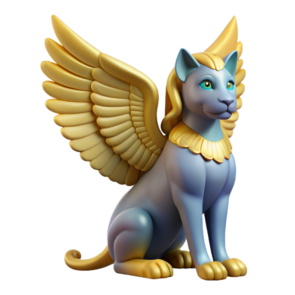 fascinating ethereal classic A graceful sphinx with wings, NO BACKGROUND with Transparent Background. perfect clarity png