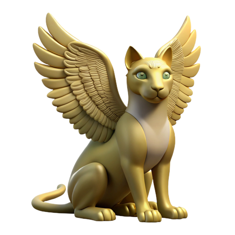 alluring ethereal baroque A graceful sphinx with wings, NO BACKGROUND with Transparent Background. genuine png