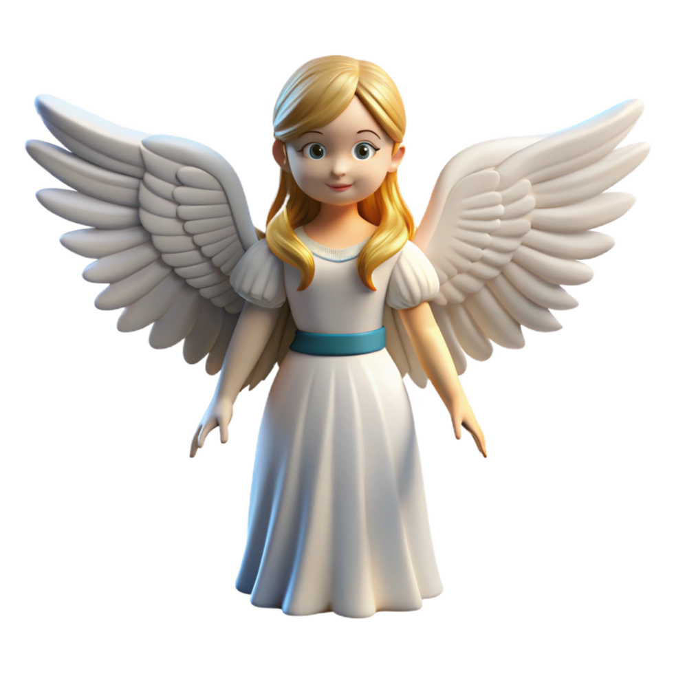 serene notable A beautiful angel with feathered wings, NO BACKGROUND with Transparent Background. png