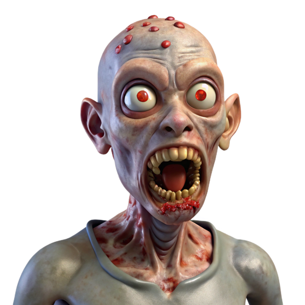 magnificent signature A terrifying zombie with decaying flesh, NO BACKGROUND with Transparent Background. png
