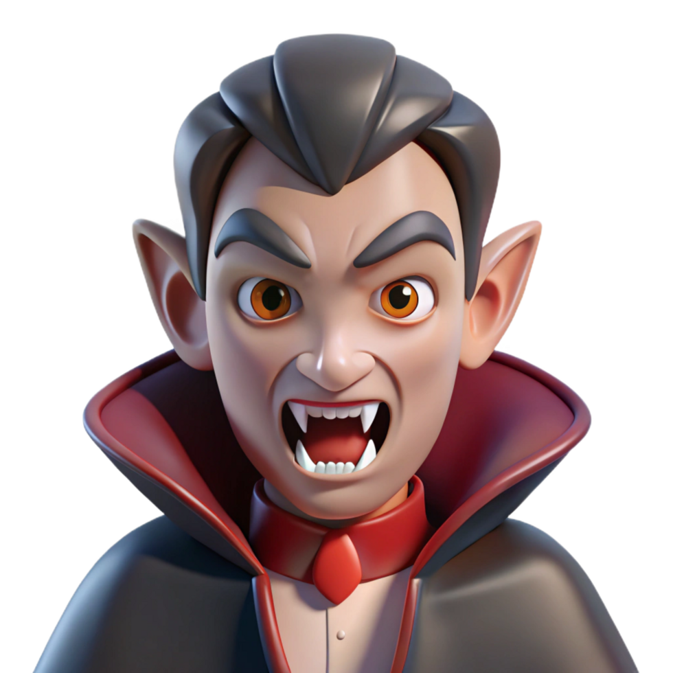 gorgeous intense industrial A menacing vampire with fangs, NO BACKGROUND with Transparent Background. crisp png