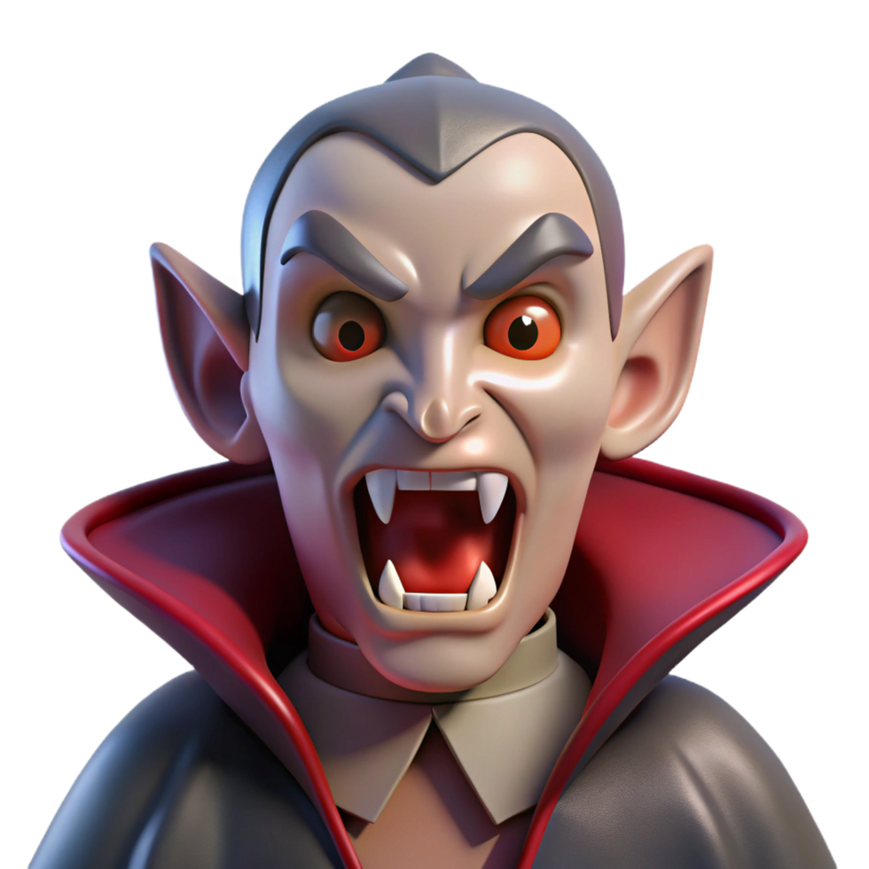 glorious ethereal art deco A menacing vampire with fangs, NO BACKGROUND with Transparent Background. perfect clarity png