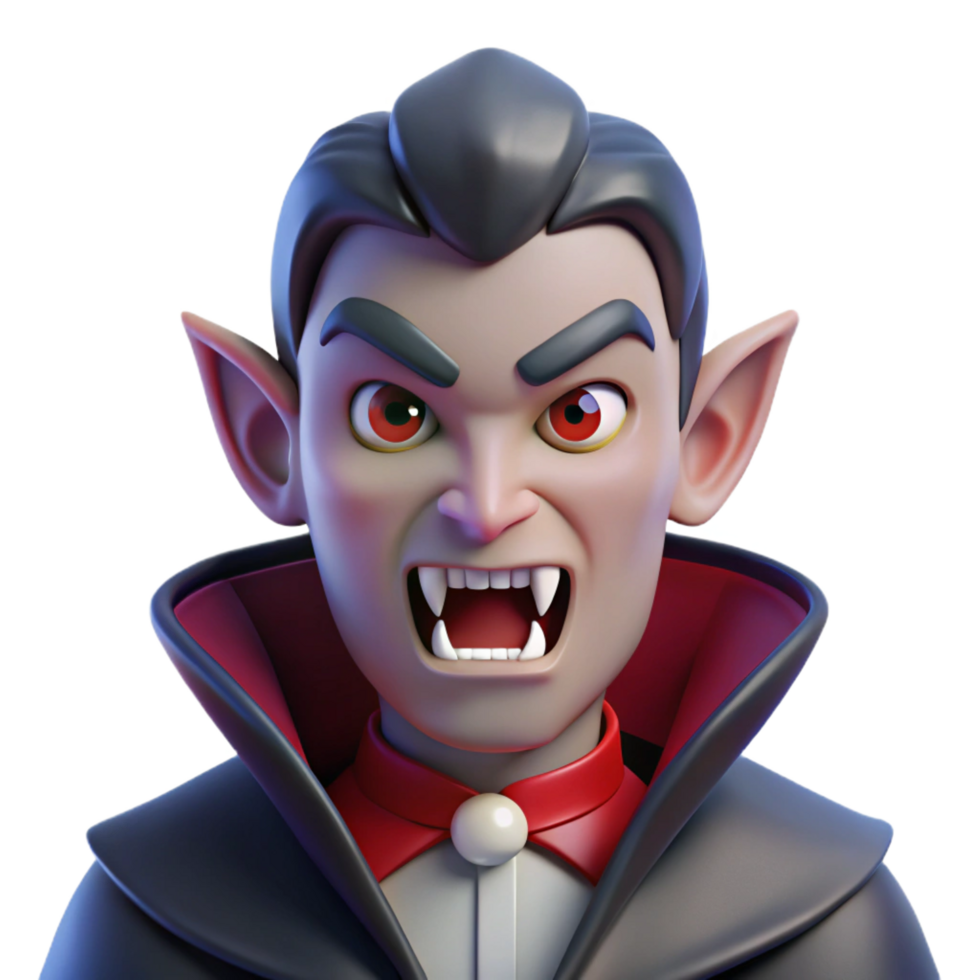 serene peaceful modern A menacing vampire with fangs, NO BACKGROUND with Transparent Background. artisan png