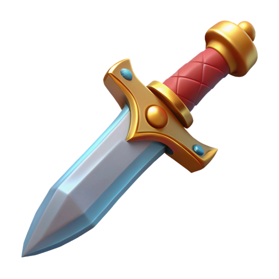 reflective mesmerizing A single, ornate dagger, NO BACKGROUND with Transparent Background. expertly shot png