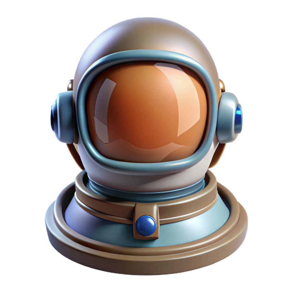 joyful immaculate Space helmet, reflective visor, astronaut gear. NO BACKGROUND with Transparent Background. high quality png
