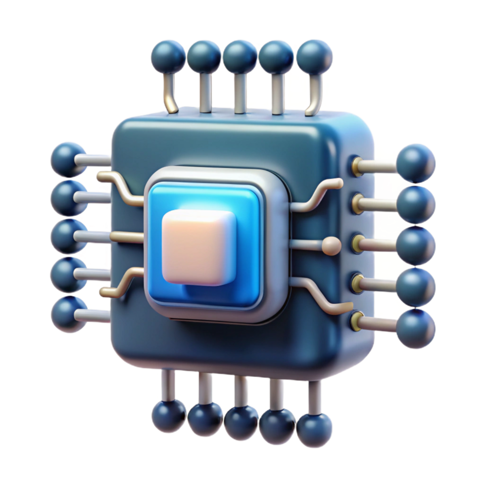 tranquil serene Artificial intelligence, computer core, glowing circuitry. NO BACKGROUND with Transparent Background. genuine png
