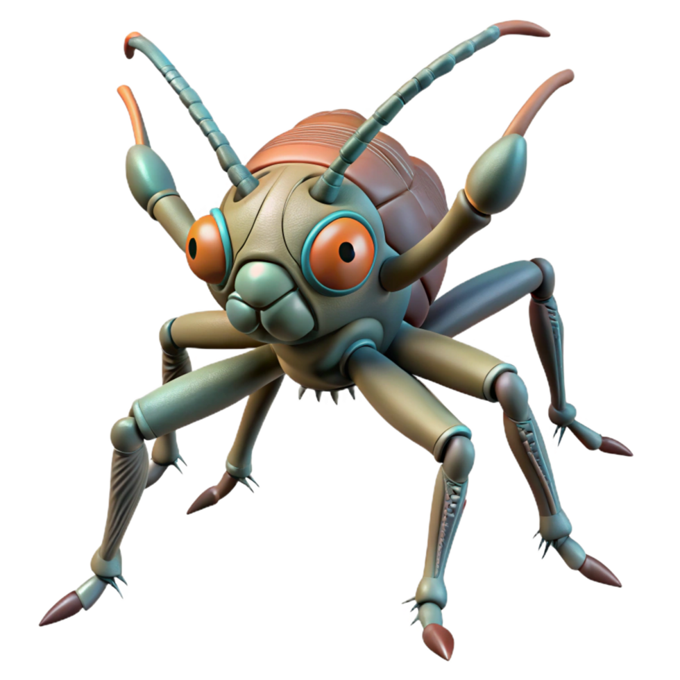 spectacular creative Alien insect, chitinous exoskeleton, multiple legs. NO BACKGROUND with Transparent Background. expertly shot png