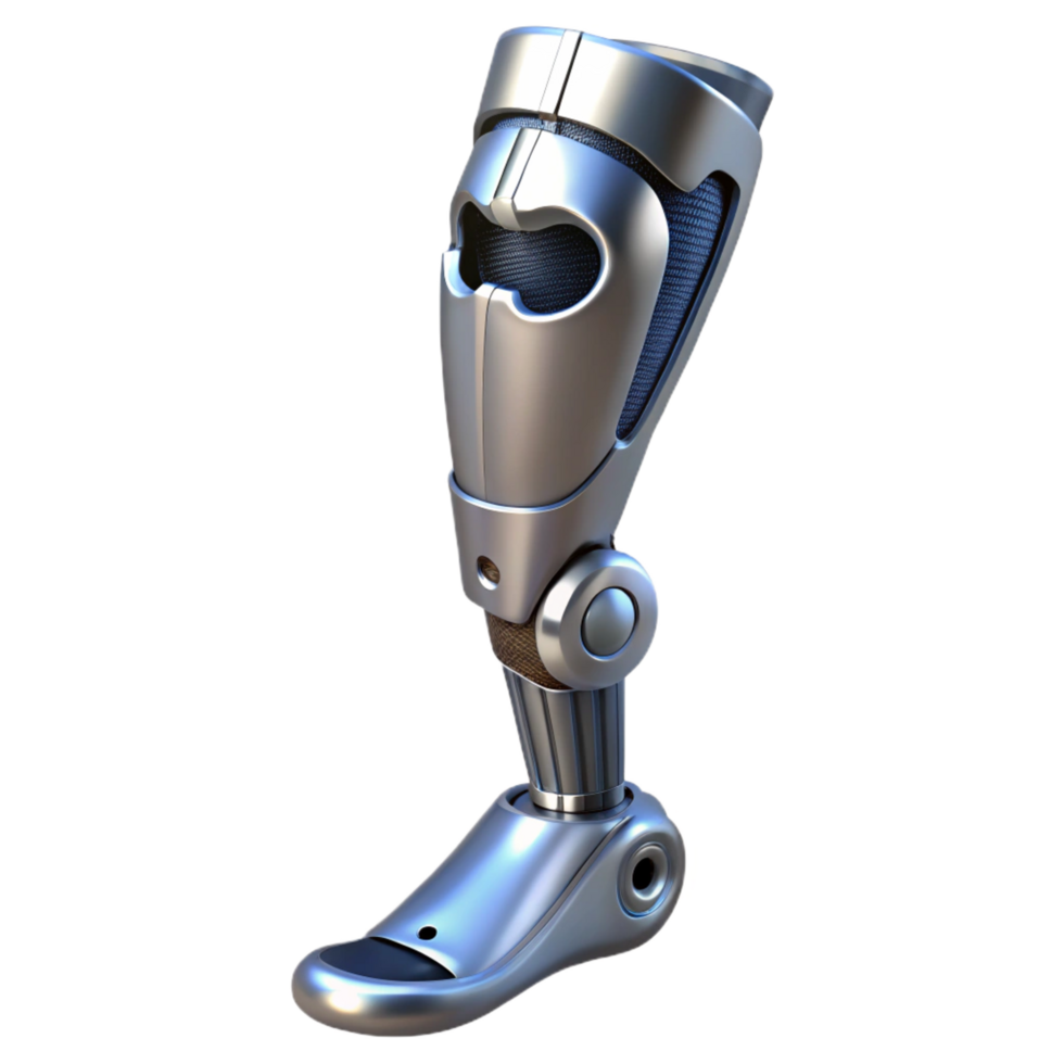 captivating distinctive Bionic leg, metallic structure, prosthetic limb. NO BACKGROUND with Transparent Background. png
