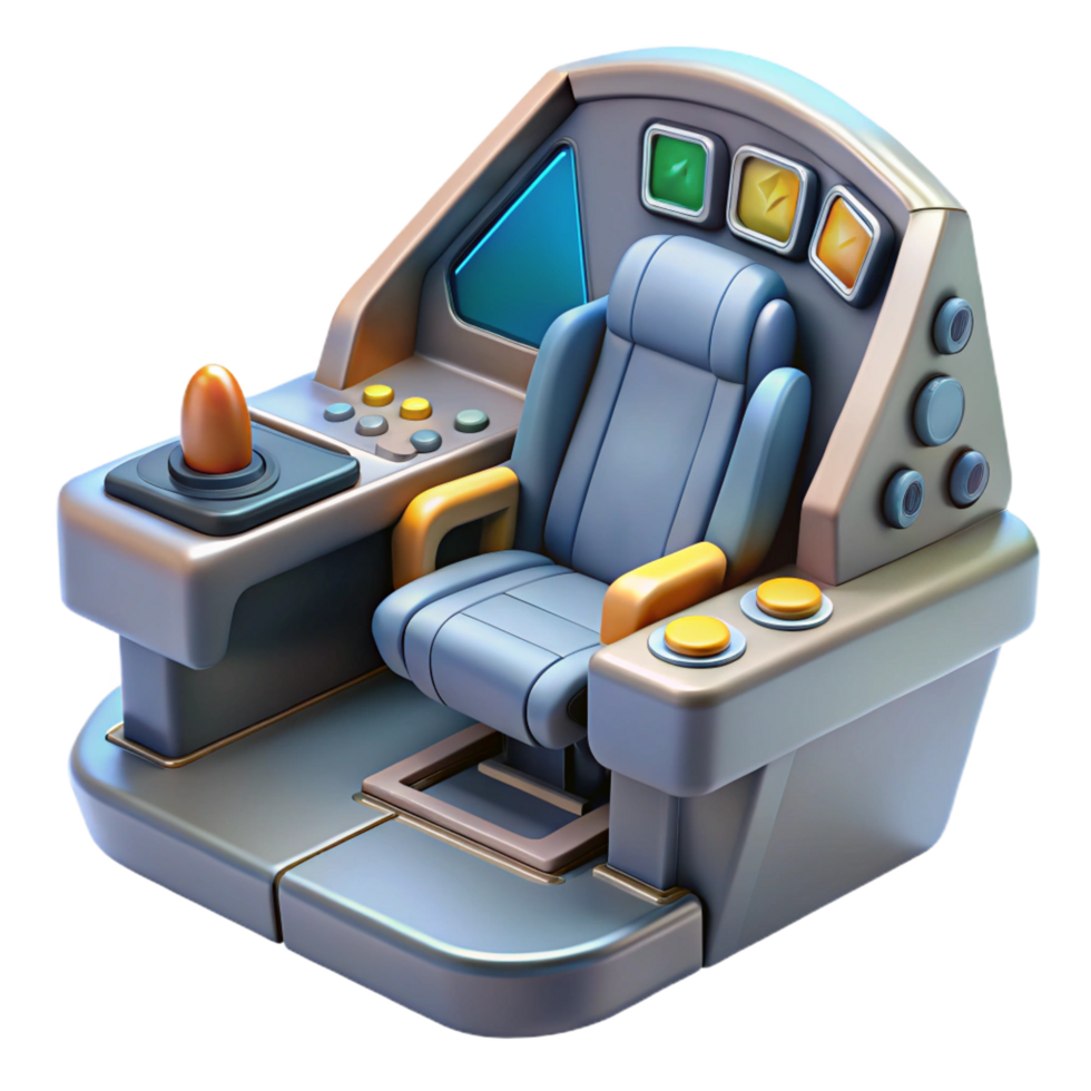stunning remarkable Spaceship cockpit, pilot seat, control panel. NO BACKGROUND with Transparent Background. png