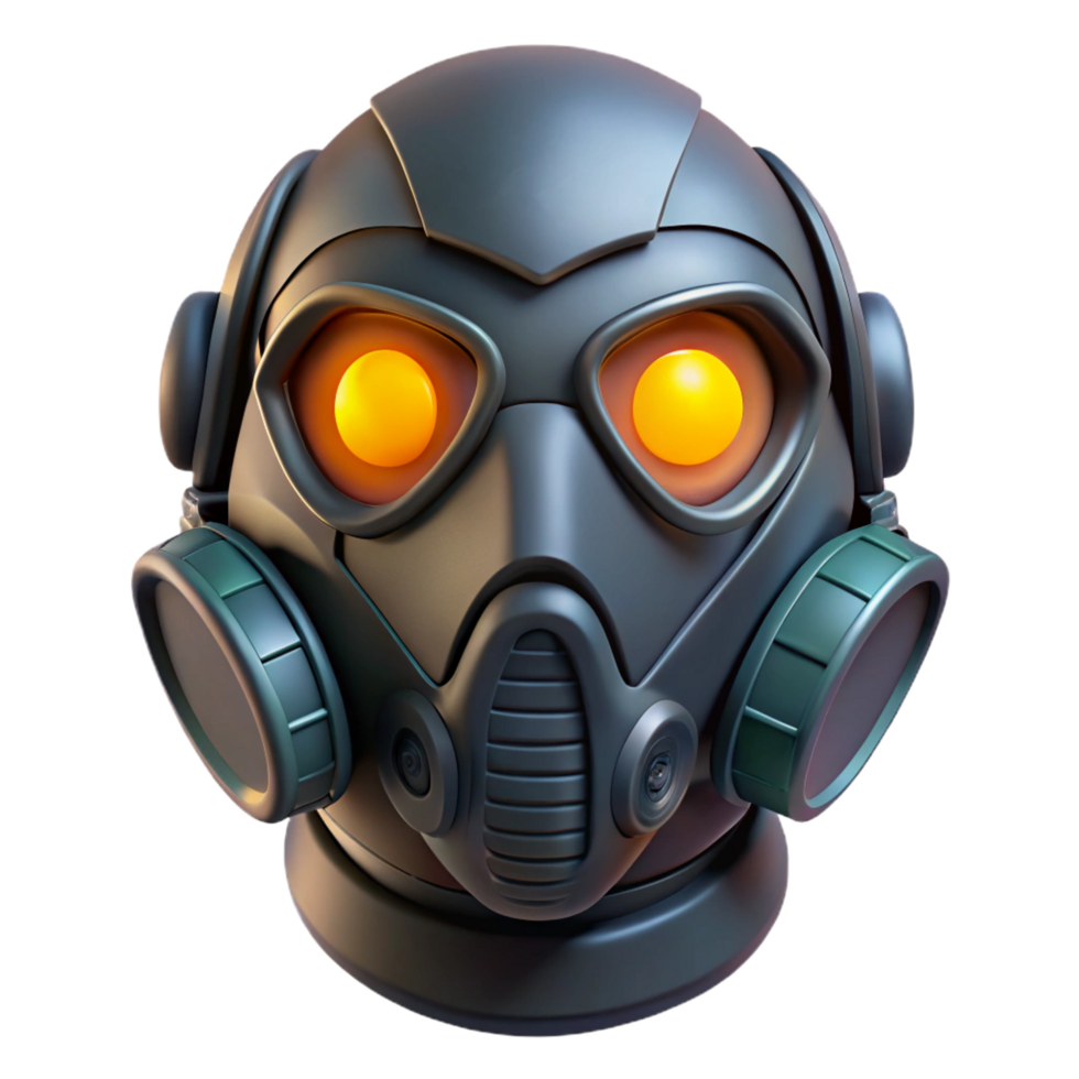 breathtaking unparalleled Cyberpunk mask, glowing eyes, respiratory filter. NO BACKGROUND with Transparent Background. png