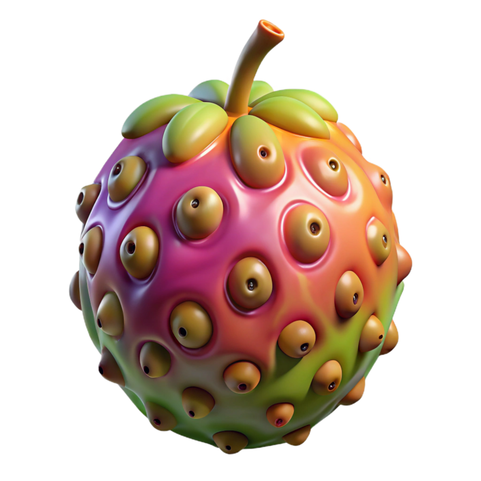 dramatic quintessential Alien fruit, strange colors, unusual texture. NO BACKGROUND with Transparent Background. png