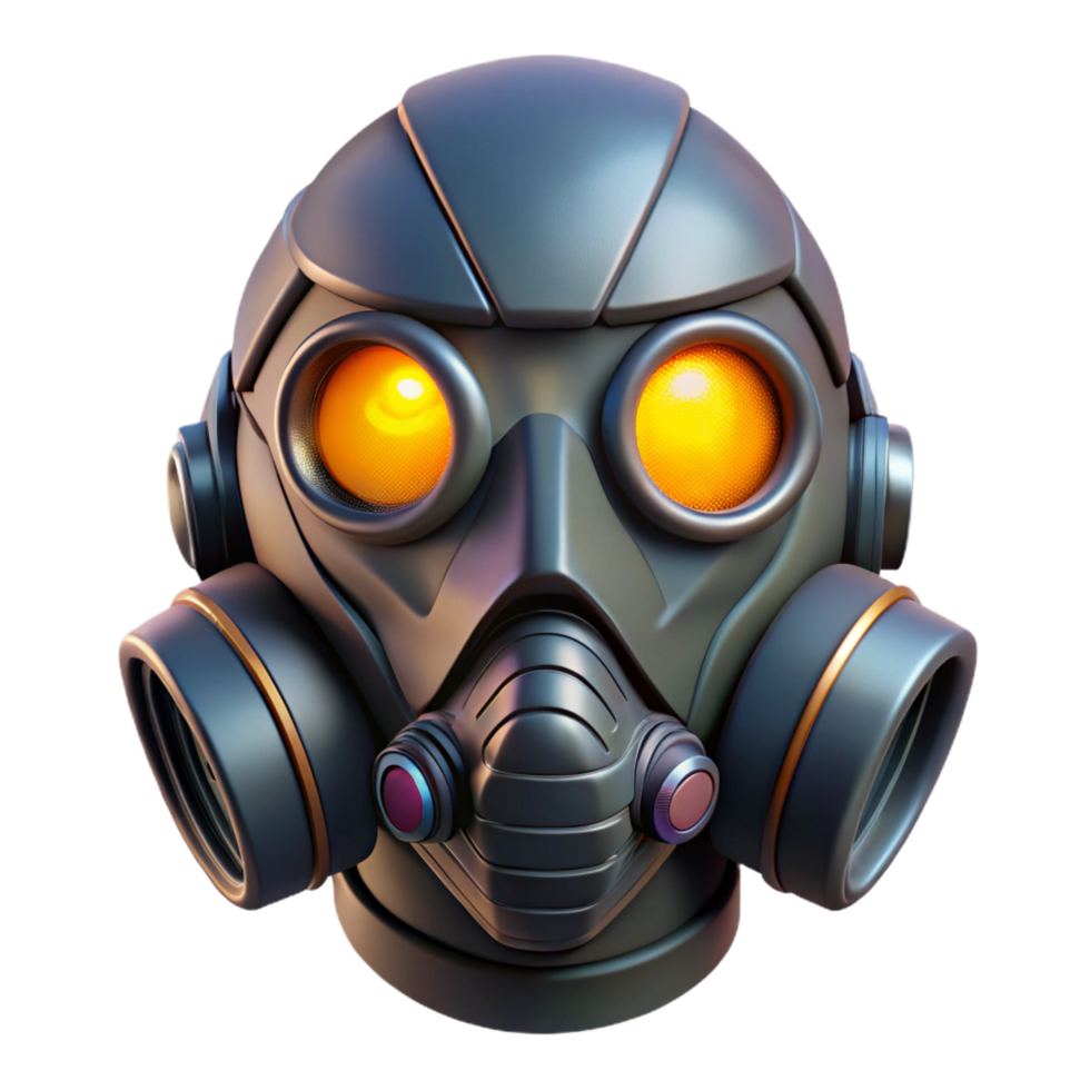 glorious exceptional Cyberpunk mask, glowing eyes, respiratory filter. NO BACKGROUND with Transparent Background. png