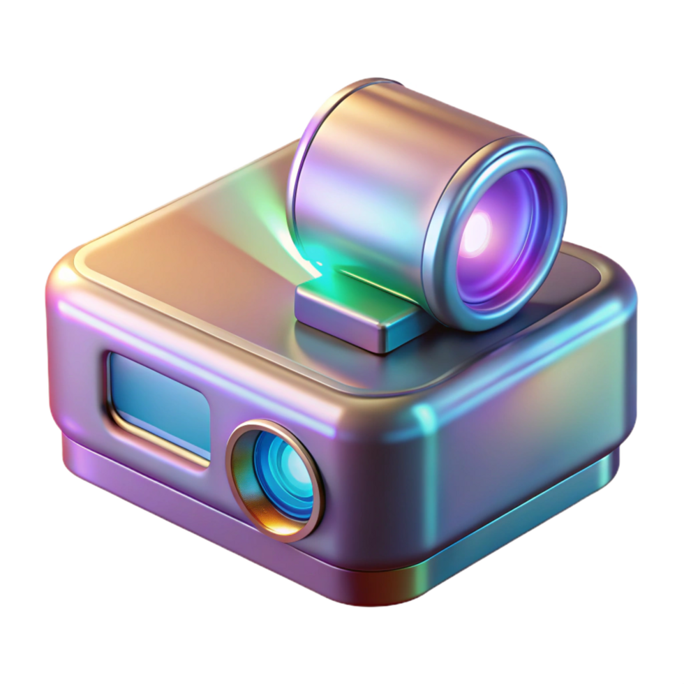 dramatic spectacular Holographic projector, futuristic device, 3D image display. NO BACKGROUND with Transparent Background. 4K png