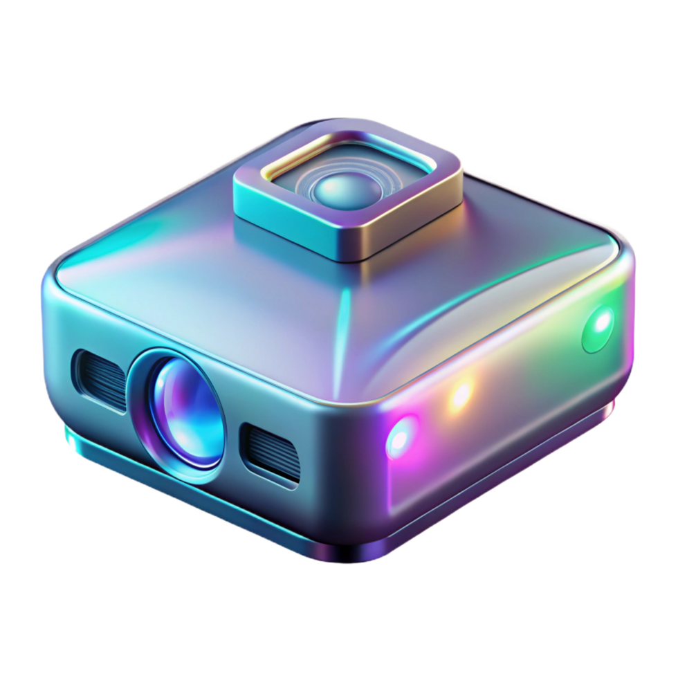 mesmerizing contemporary Holographic projector, futuristic device, 3D image display. NO BACKGROUND with Transparent Background. high quality png