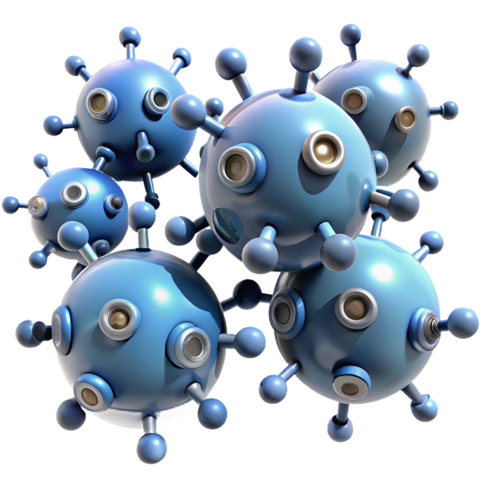 sumptuous reflective gothic Nanobot swarm, microscopic robots, medical technology. NO BACKGROUND with Transparent Background. sharp png