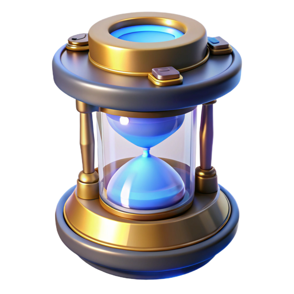 breathtaking whimsical mid-century Time travel device, futuristic gadget, temporal manipulation. NO BACKGROUND with Transparent Background. expertly shot png