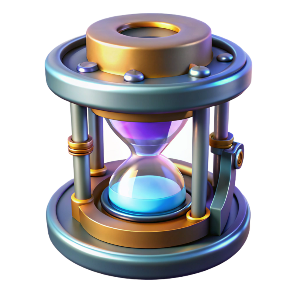 unforgettable surreal Time travel device, futuristic gadget, temporal manipulation. NO BACKGROUND with Transparent Background. 8K png