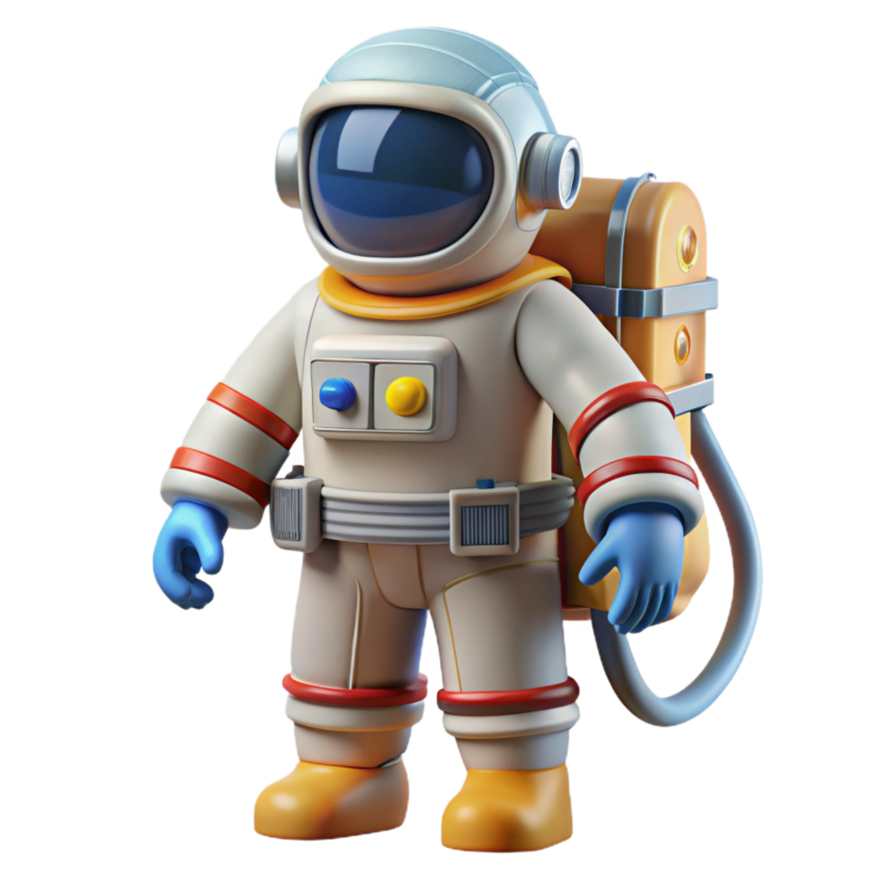 gorgeous mid-century Space suit, astronaut gear, life support system. NO BACKGROUND with Transparent Background. 8K png