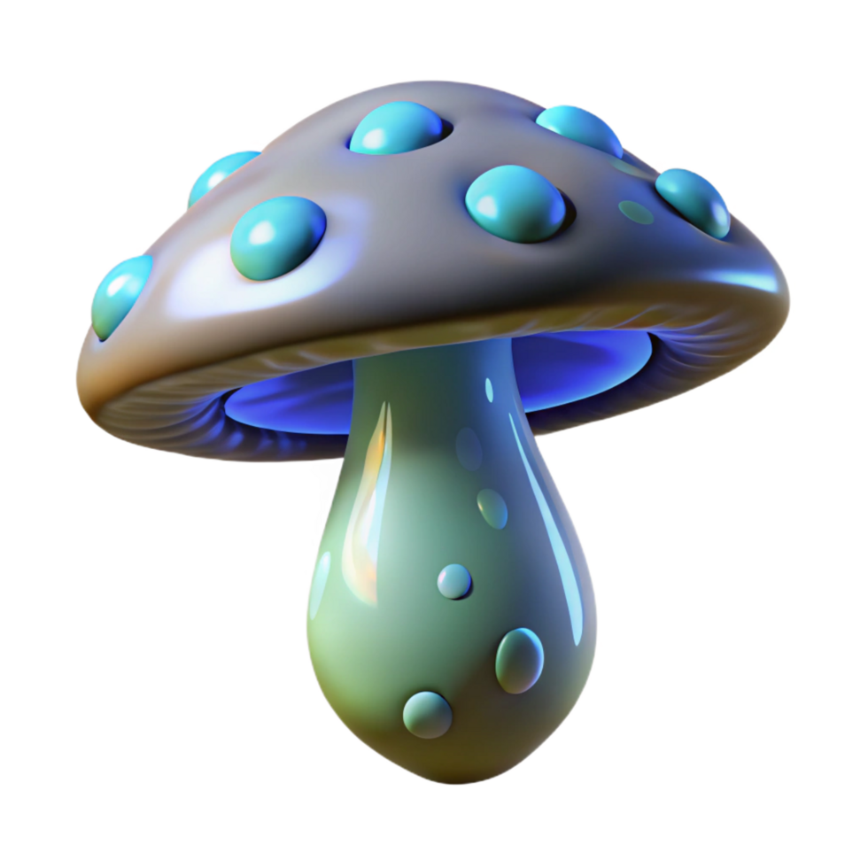 nostalgic alluring Alien mushroom, bioluminescent, strange shape, otherworldly texture. NO BACKGROUND with Transparent Background. exclusive png