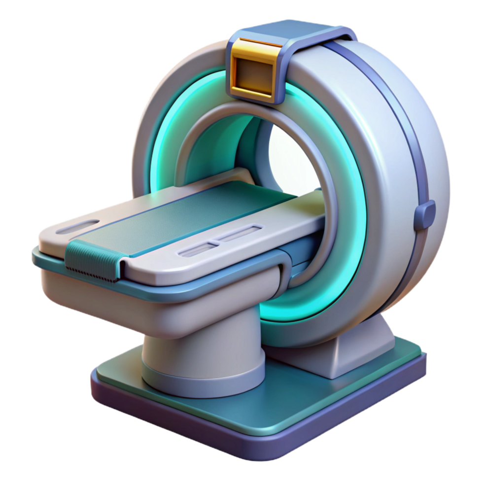 pristine retro Futuristic medical scanner, advanced technology, diagnostic tool, sleek design. NO BACKGROUND with Transparent Background. masterfully captured png