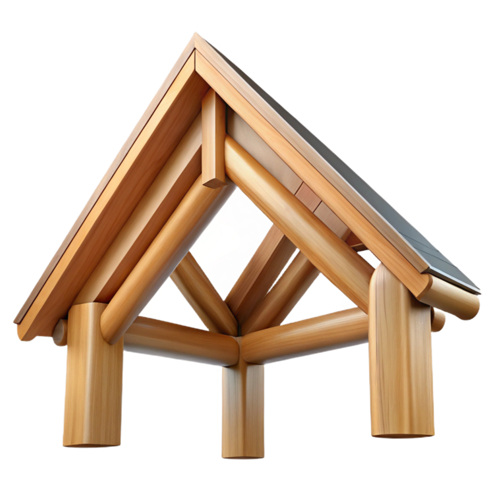 dramatic immaculate Wooden roof truss NO BACKGROUND with Transparent Background. ultra HD png