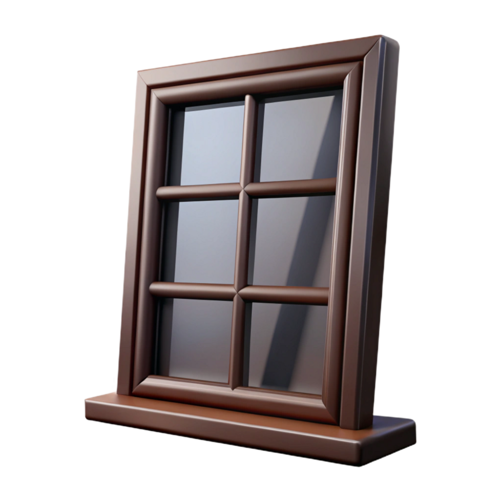 alluring calm modern Window frame made of dark wood NO BACKGROUND with Transparent Background. genuine png