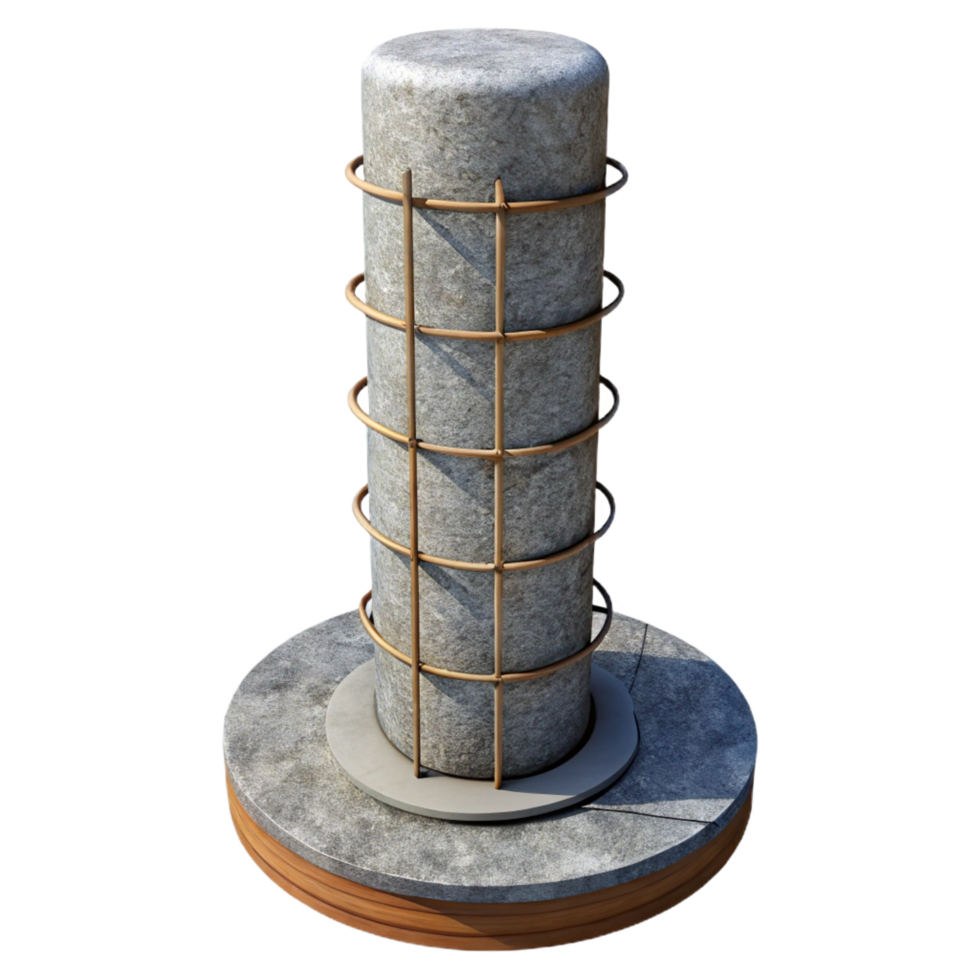 intense splendid Concrete pillar with rebar exposed NO BACKGROUND with Transparent Background. precision png